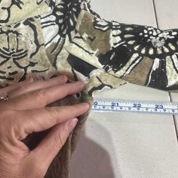 Lulu-B Women's Small 3/4 Sleeve Asymmetric Floral Print Retro Small Artsy Tan - Picture 9 of 10